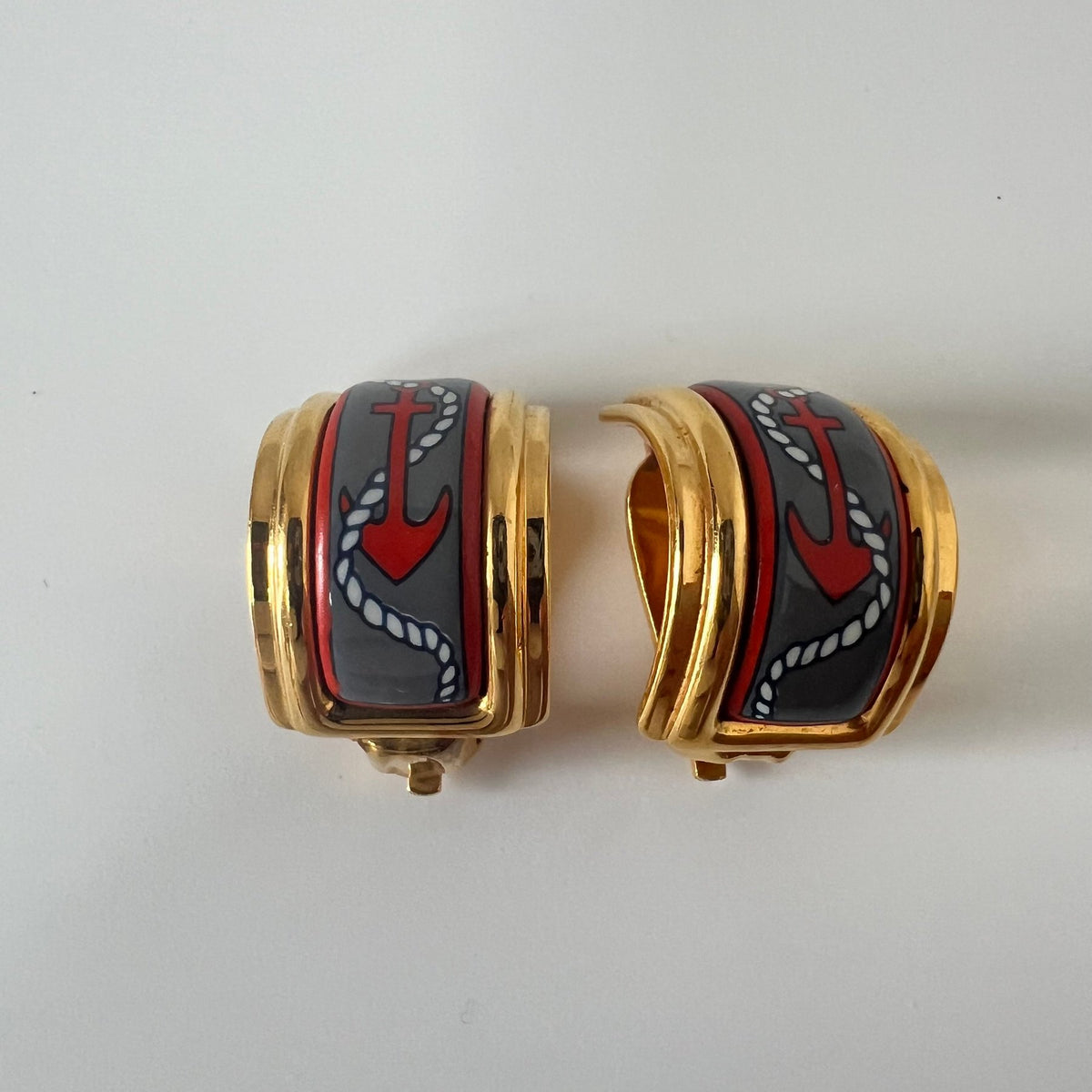 Hermès Email Anchor & Rope Enamel Jewellery – Gold-Tone & Multicolour