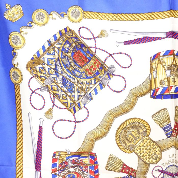 Hermès Les Tambours Carré 90 Silk Scarf by Joachim Metz