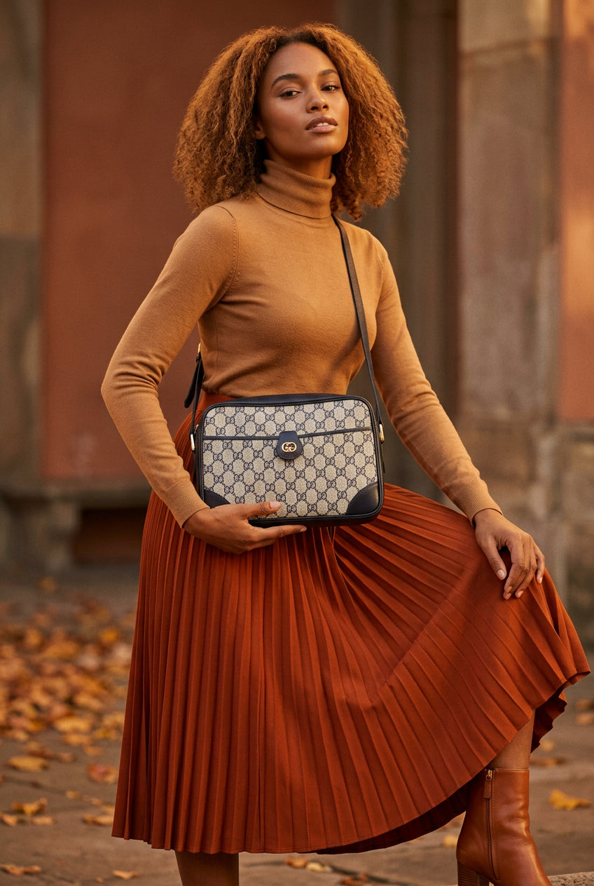 Gucci Vintage GG Supreme Shoulder Bag – Navy and Grey