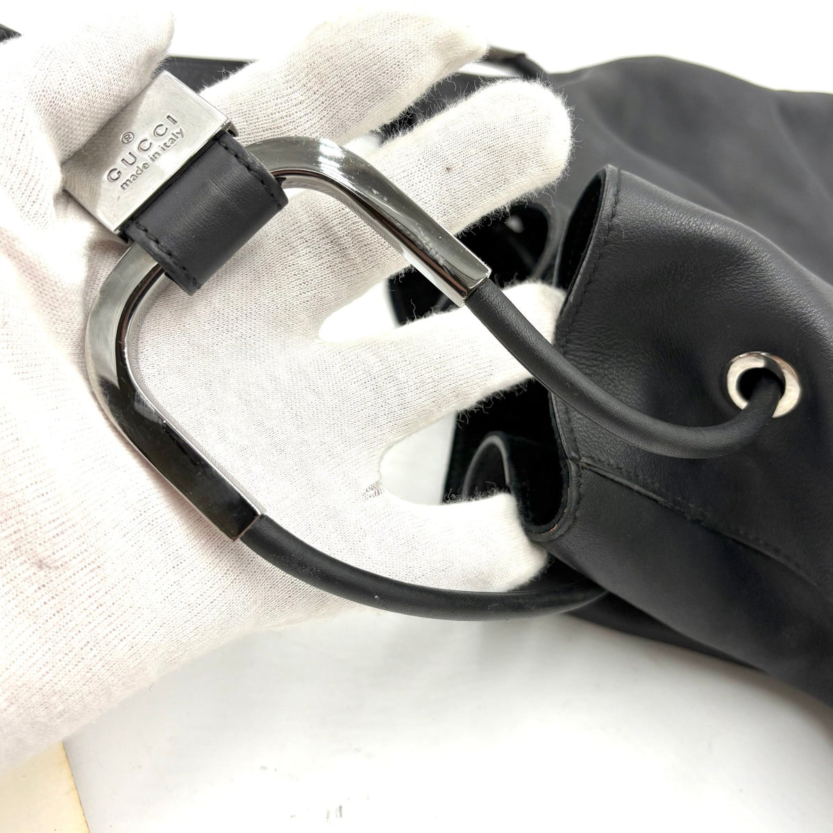 Gucci Tom Ford Era Black Leather Drawstring Shoulder Bag
