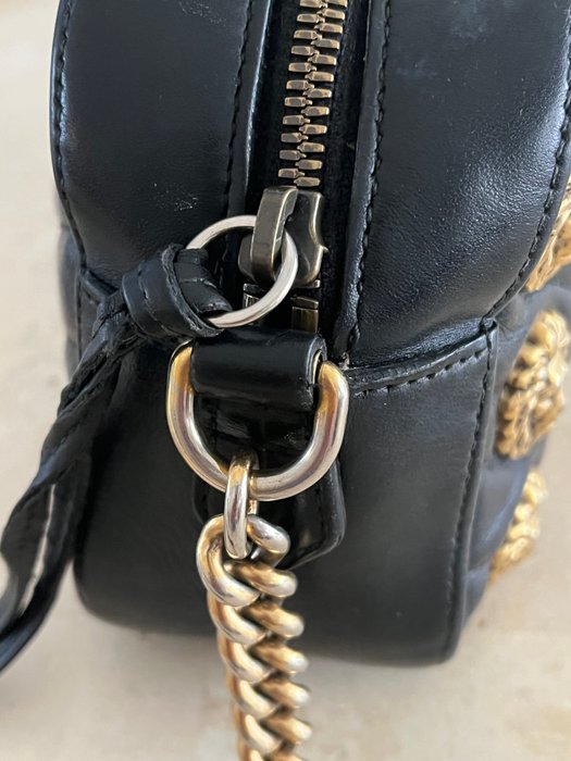 Gucci GG Marmont Animal Studs Black Leather Crossbody Bag
