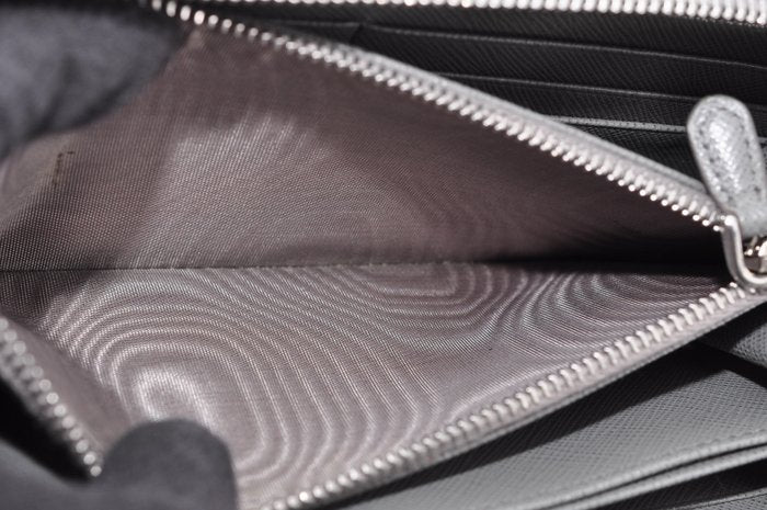 Prada Grey Saffiano Leather Zip-Around Wallet