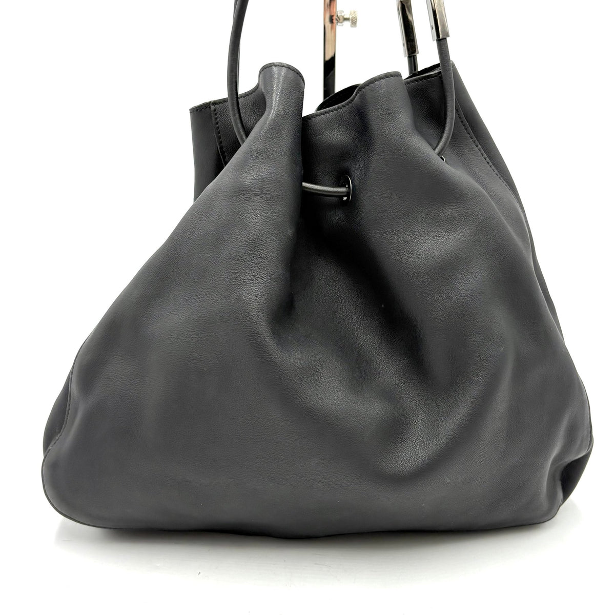Gucci Tom Ford Era Black Leather Drawstring Shoulder Bag