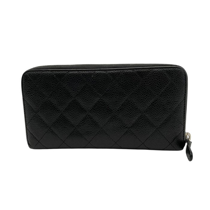 Chanel Black Matelassé Quilted Leather Zip-Around Long Wallet400