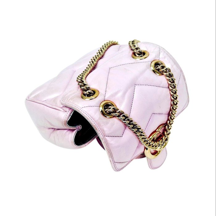 Gucci GG Marmont Mini Shoulder Bag in Iridescent Pink Leather