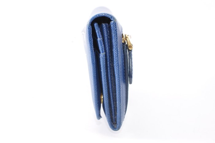 Prada Leather Long Wallet Blue Saffiano leather