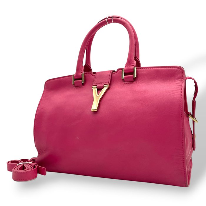 Saint Laurent Pink Leather Two-Way Handbag – Gold-Tone Hardware