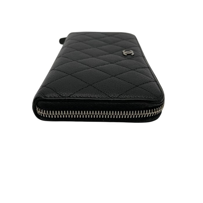Chanel Black Matelassé Quilted Leather Zip-Around Long Wallet400