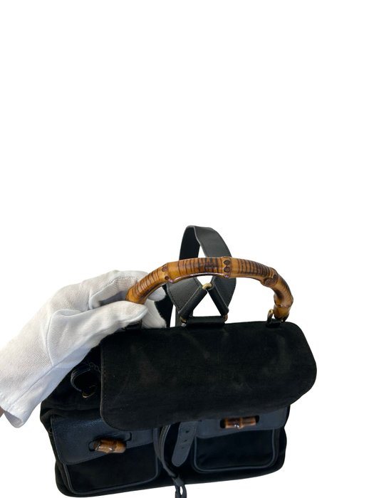 Gucci Bamboo Handle Black Backpack