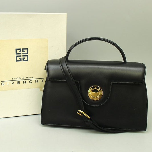 Givenchy Vintage Black Leather Handbag -gold hardware