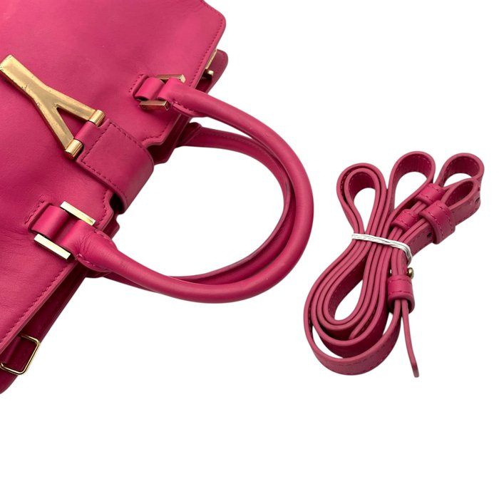 Saint Laurent Pink Leather Two-Way Handbag – Gold-Tone Hardware