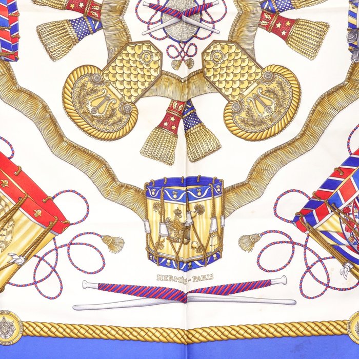 Hermès Les Tambours Carré 90 Silk Scarf by Joachim Metz