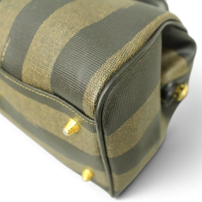Fendi Pecan Vintage Handbag –black/brown Pequin stripe pattern