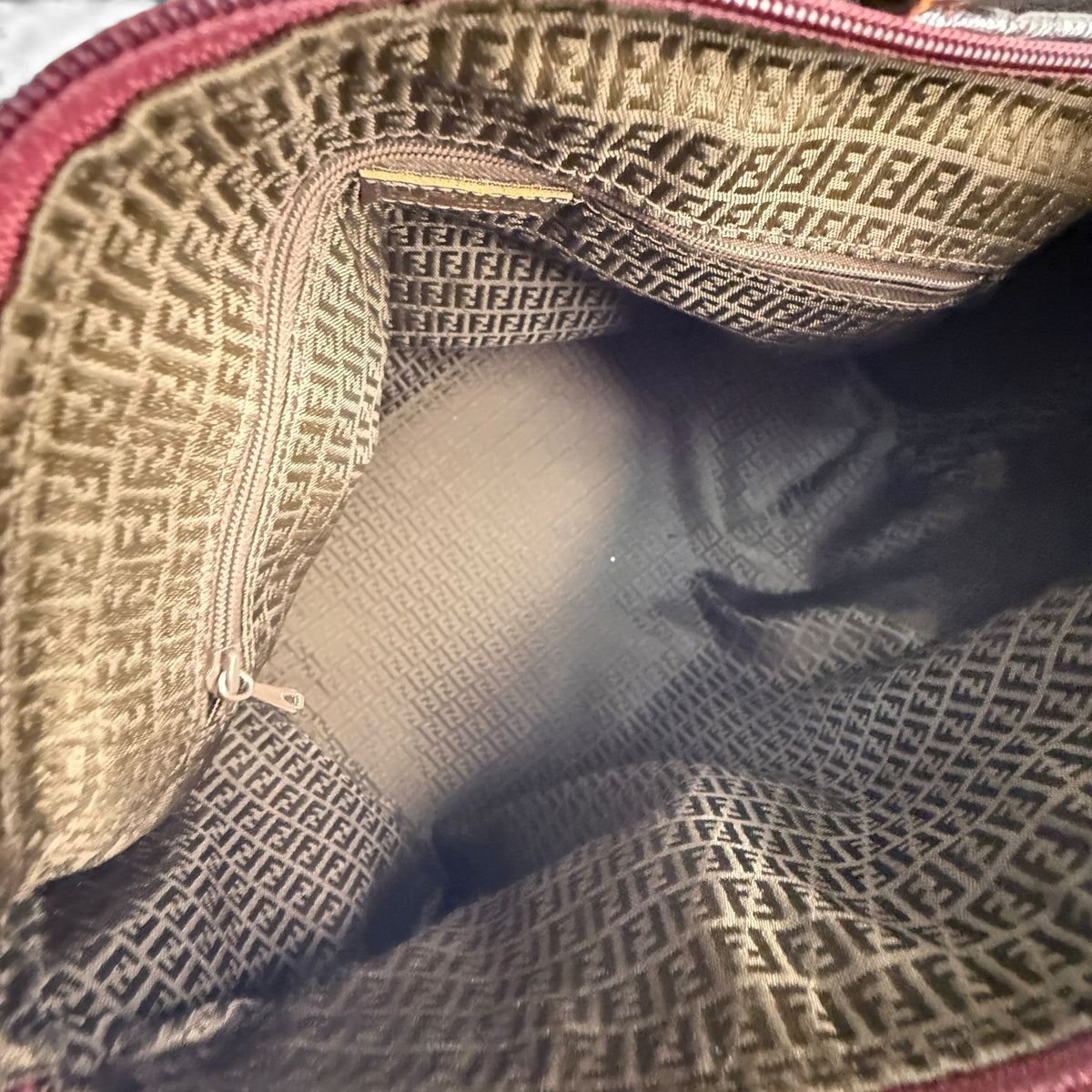 Fendi Boston Hand Bag burgundy