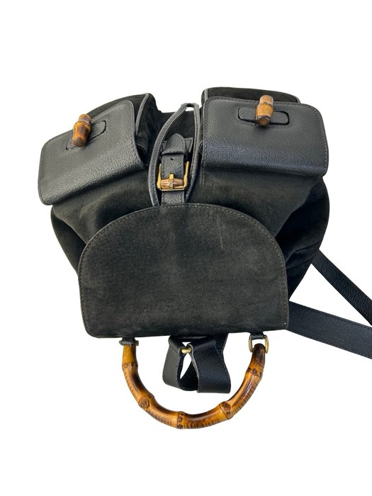 Gucci Bamboo Handle Black Backpack