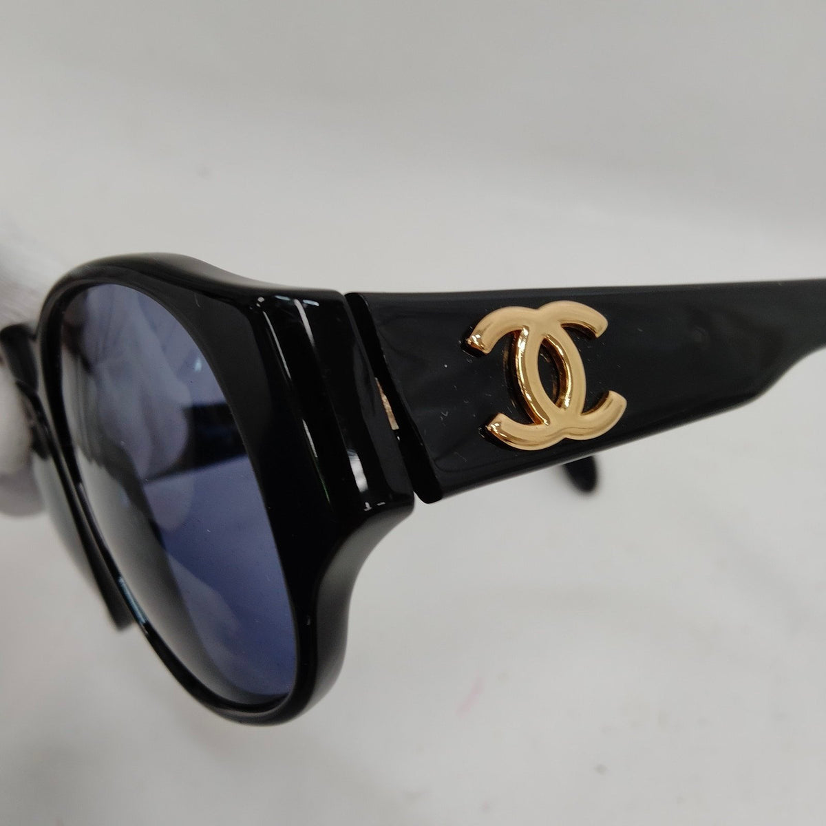 Chanel Black Acetate Sunglasses with Gold CC Logo