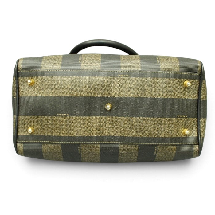 Fendi Pecan Vintage Handbag –black/brown Pequin stripe pattern