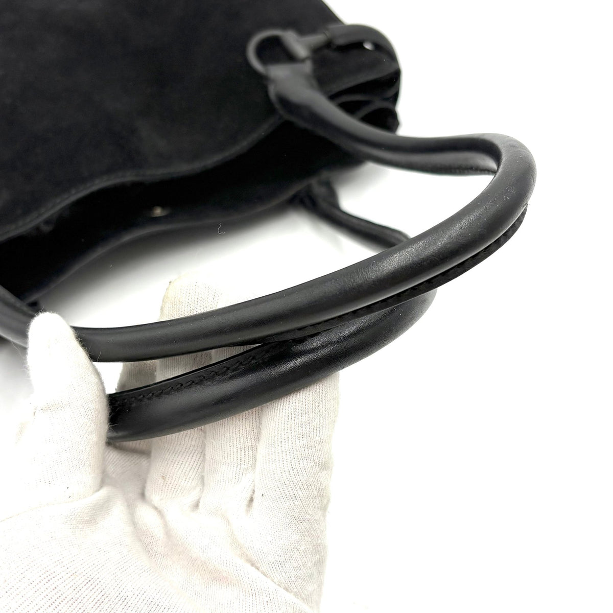Gucci Tom Ford Era Horsebit Suede Shoulder Bag in Black