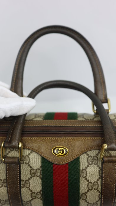 Gucci GG Supreme Sherry Line Vintage Boston Bag