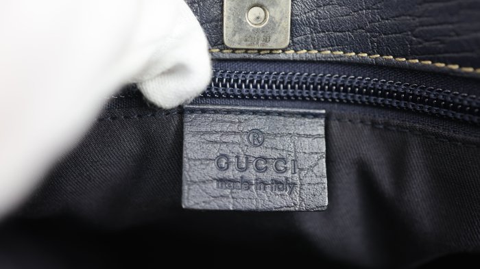 Gucci Vintage GG Plus Monogram Tote Bag – Navy Leather Trim