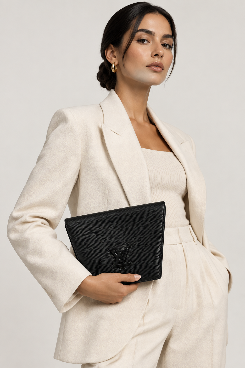 Louis Vuitton Trapeze Epi Leather Shoulder Bag – Black