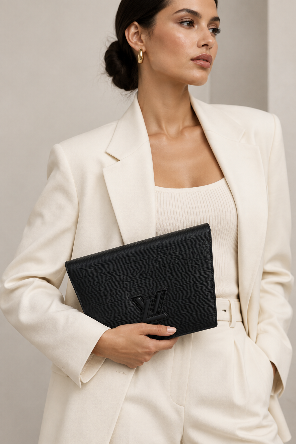 Louis Vuitton Trapeze Epi Leather Shoulder Bag – Black