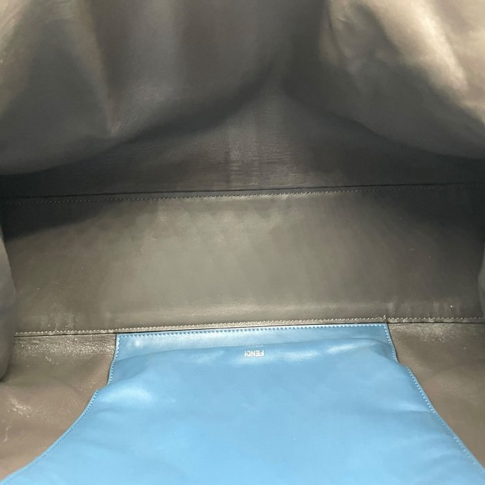 Fendi Beige Leather Turn-Lock Tote Bag