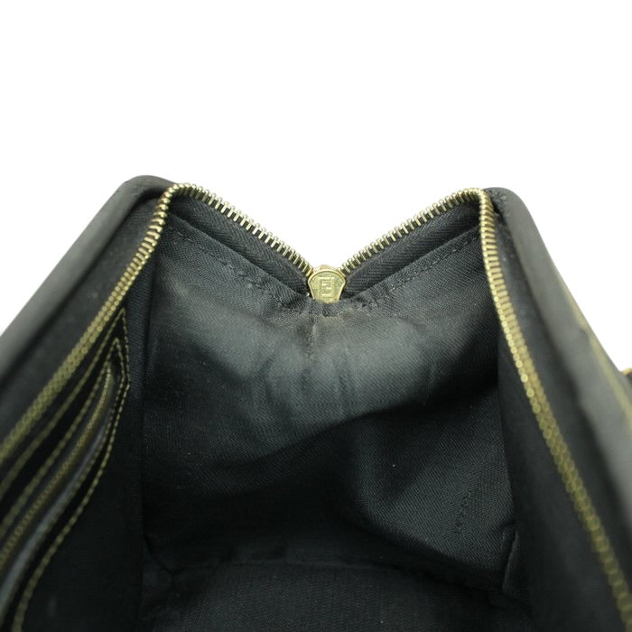 Fendi Pecan Vintage Handbag –black/brown Pequin stripe pattern