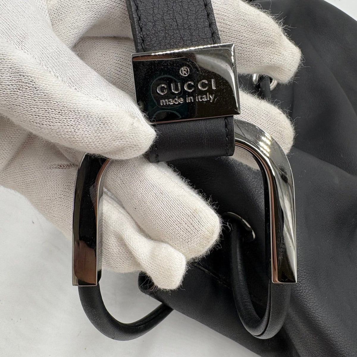 Gucci Tom Ford Era Black Leather Drawstring Shoulder Bag