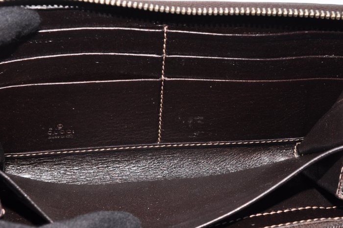 Gucci Brown Leather Zip-Around Wallet