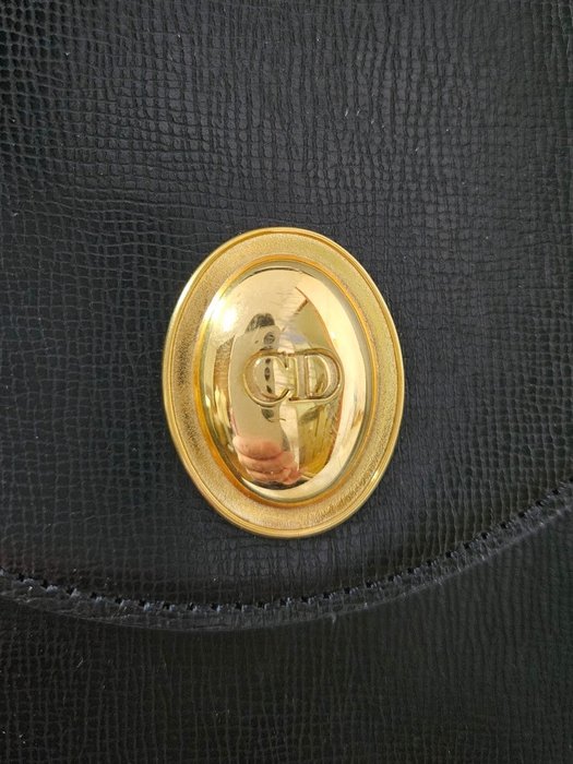 Christian Dior Vintage Black Leather Shoulder Bag