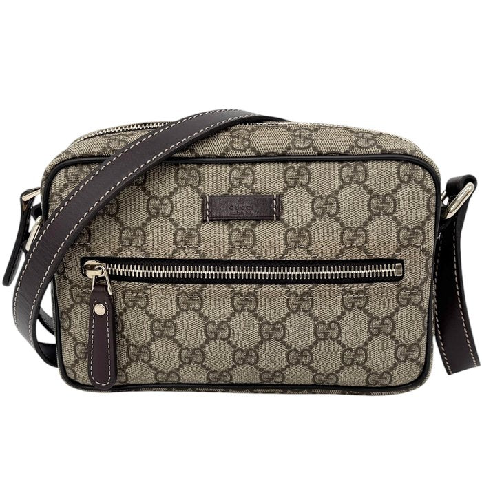 Gucci GG Supreme Front-Zip Crossbody Bag – Beige & Brown