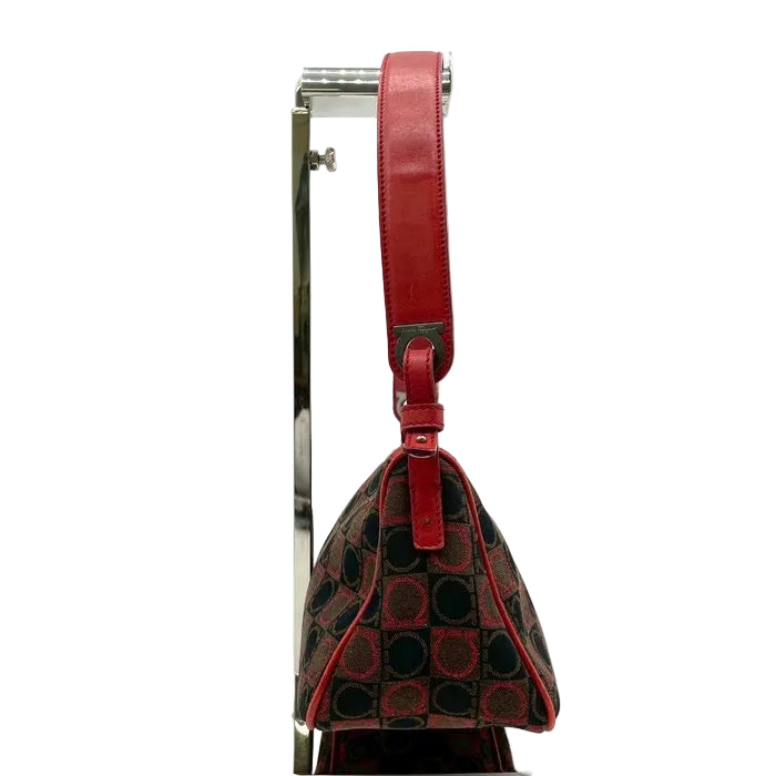 Salvatore Ferragamo Vintage Gancini Handbag – Canvas and Red Leather