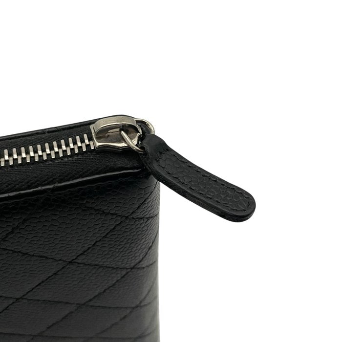 Chanel Black Matelassé Quilted Leather Zip-Around Long Wallet400