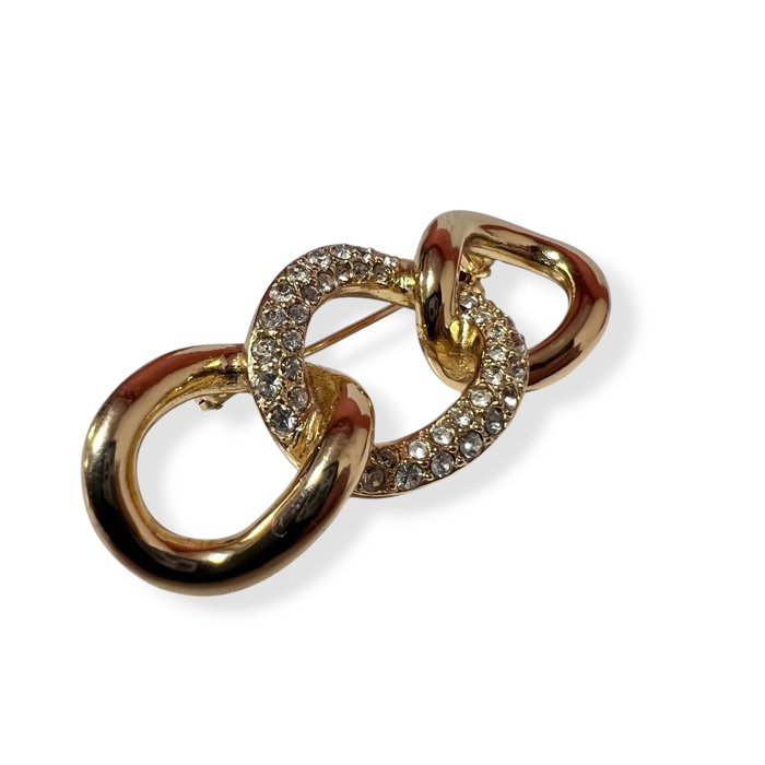 Christian Dior Gold-Plated Rhinestone Brooch