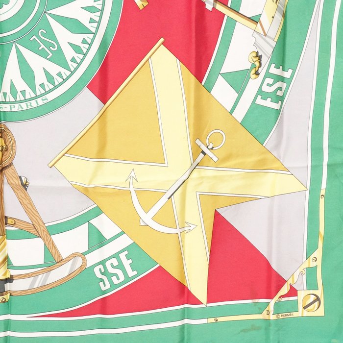 Hermès Carré 90 Silk Scarf Sextants Nautical Compass