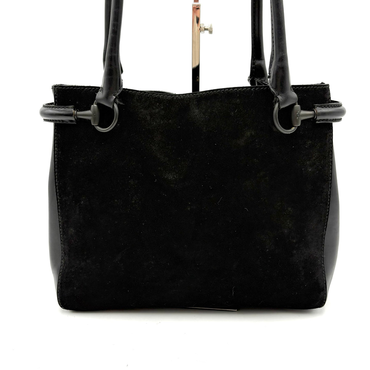 Gucci Tom Ford Era Horsebit Suede Shoulder Bag in Black