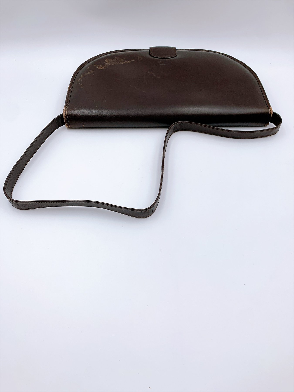Gucci Vintage Brown Leather Shoulder Bag with Interlocking G Clasp