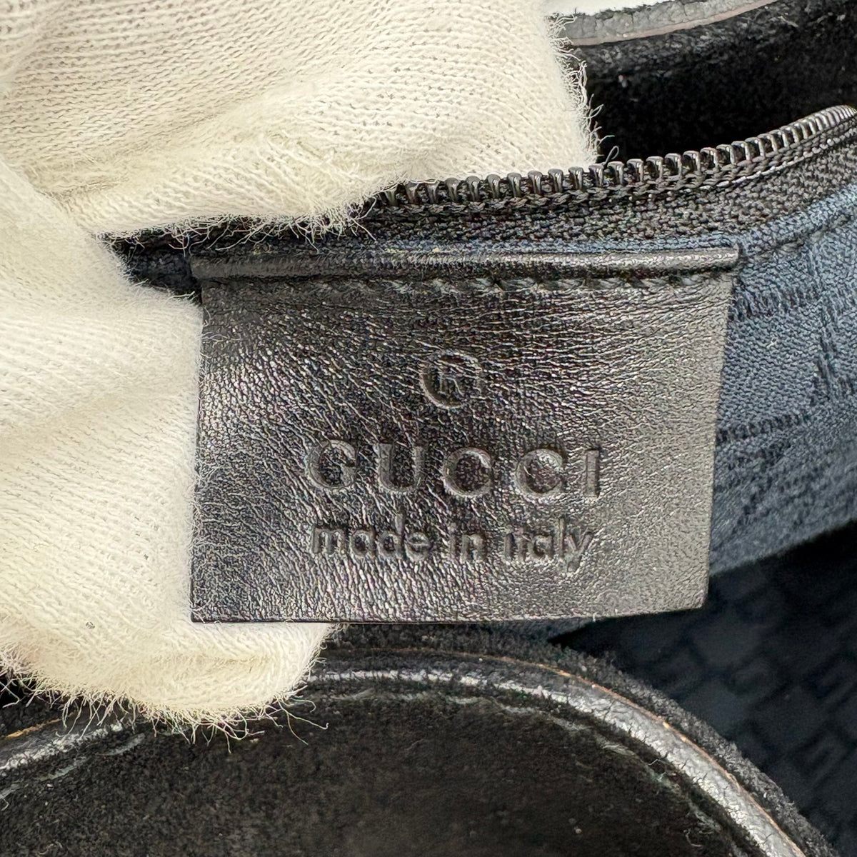 Gucci Tom Ford Era Horsebit Suede Shoulder Bag in Black