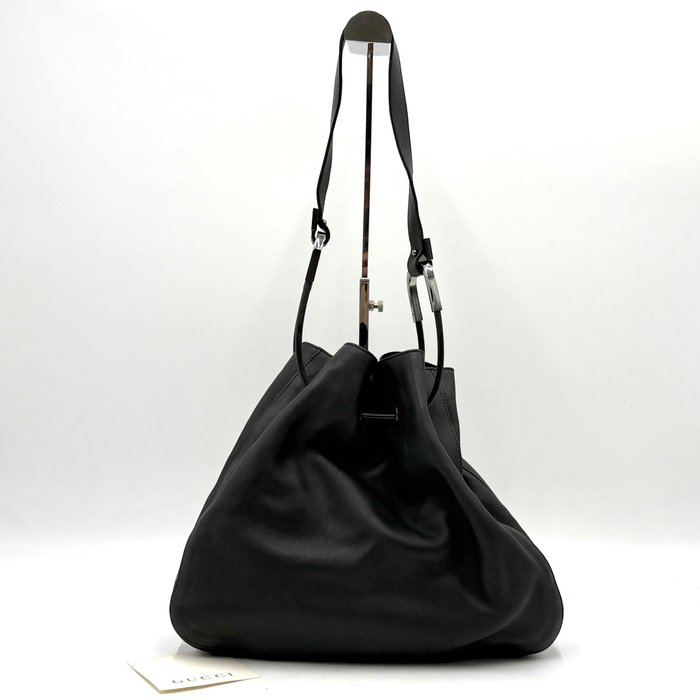 Gucci Tom Ford Era Black Leather Drawstring Shoulder Bag