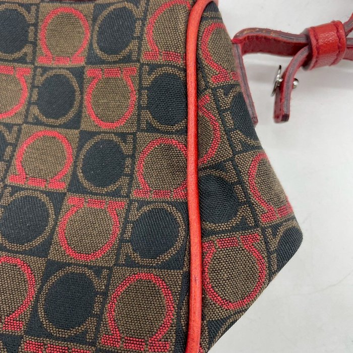 Salvatore Ferragamo Vintage Gancini Handbag – Canvas and Red Leather