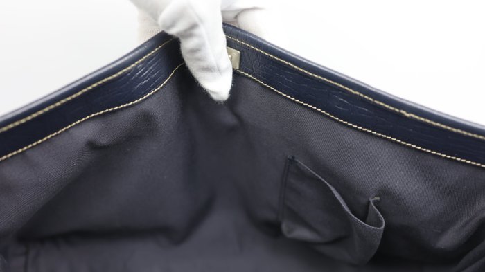 Gucci Vintage GG Plus Monogram Tote Bag – Navy Leather Trim