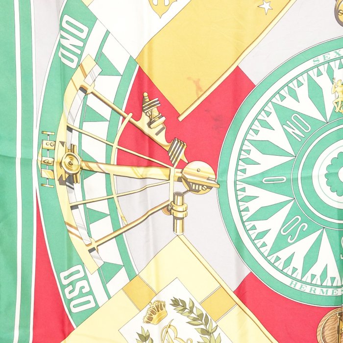 Hermès Carré 90 Silk Scarf Sextants Nautical Compass