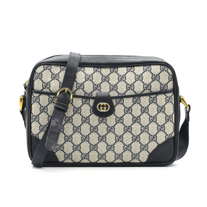 Gucci Vintage GG Supreme Shoulder Bag – Navy and Grey