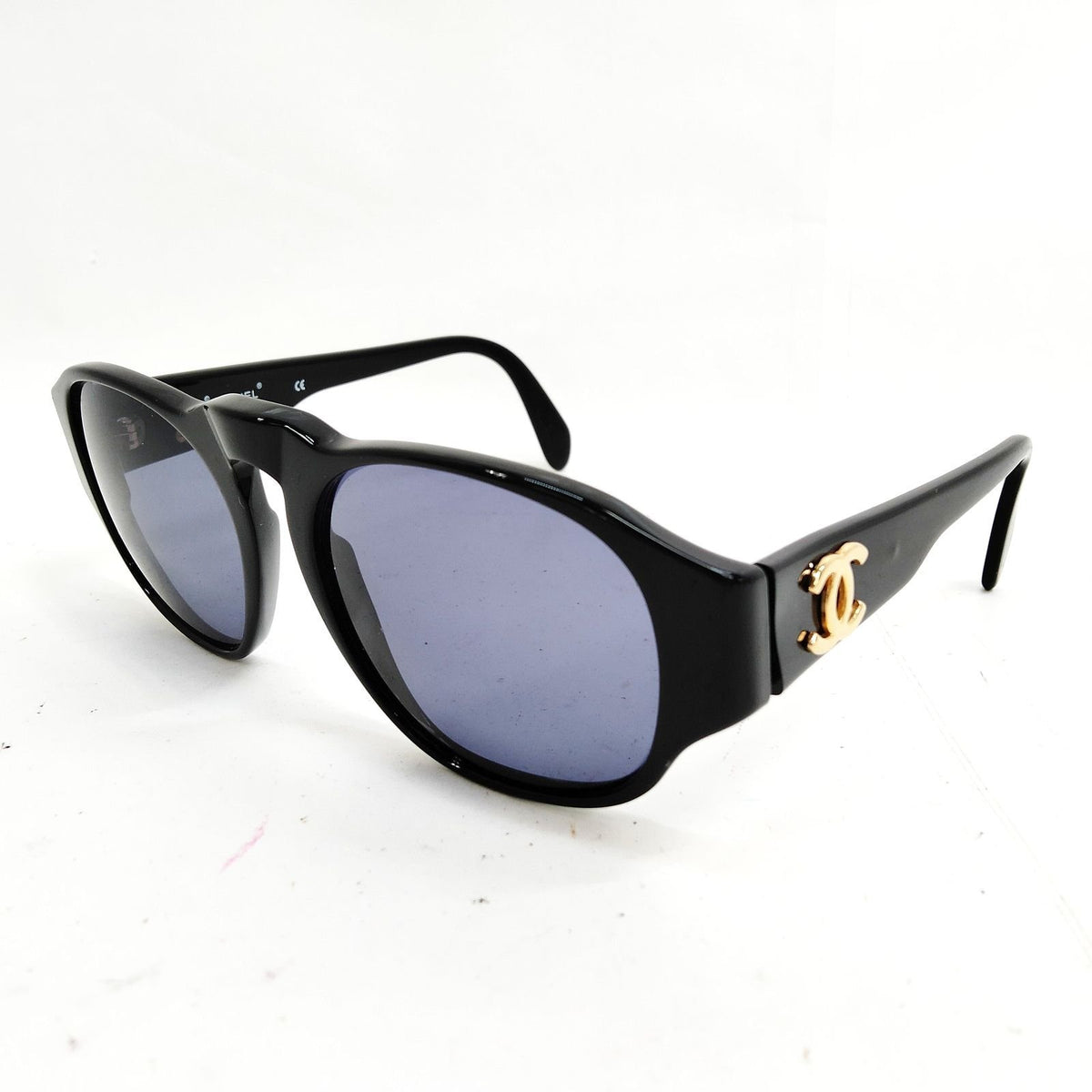 Chanel Black Acetate Sunglasses with Gold CC Logo