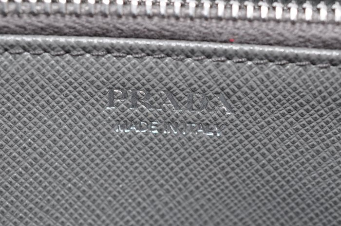 Prada Grey Saffiano Leather Zip-Around Wallet