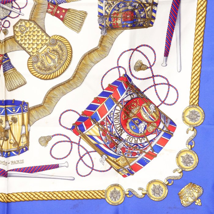 Hermès Les Tambours Carré 90 Silk Scarf by Joachim Metz
