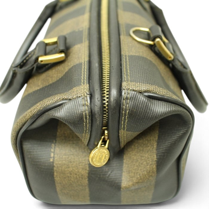 Fendi Pecan Vintage Handbag –black/brown Pequin stripe pattern