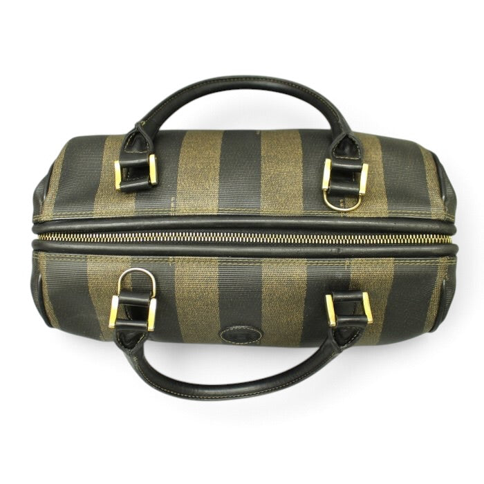 Fendi Pecan Vintage Handbag –black/brown Pequin stripe pattern