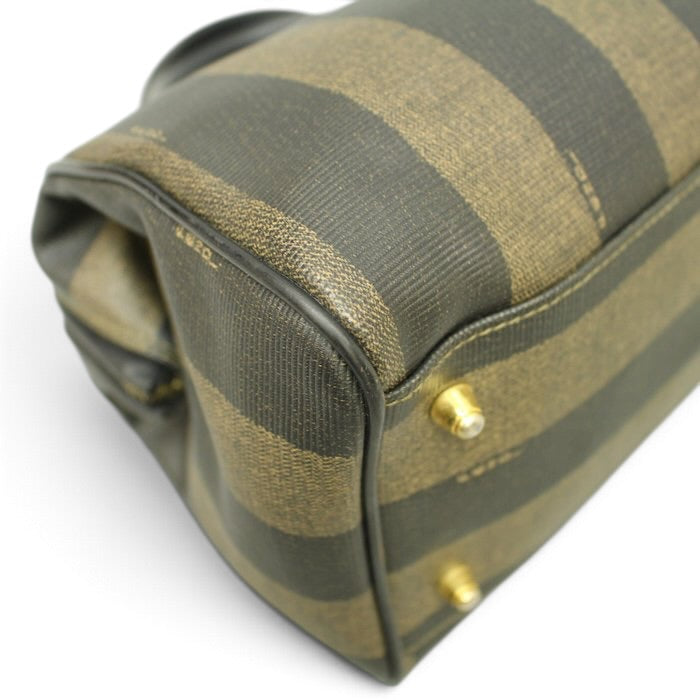 Fendi Pecan Vintage Handbag –black/brown Pequin stripe pattern